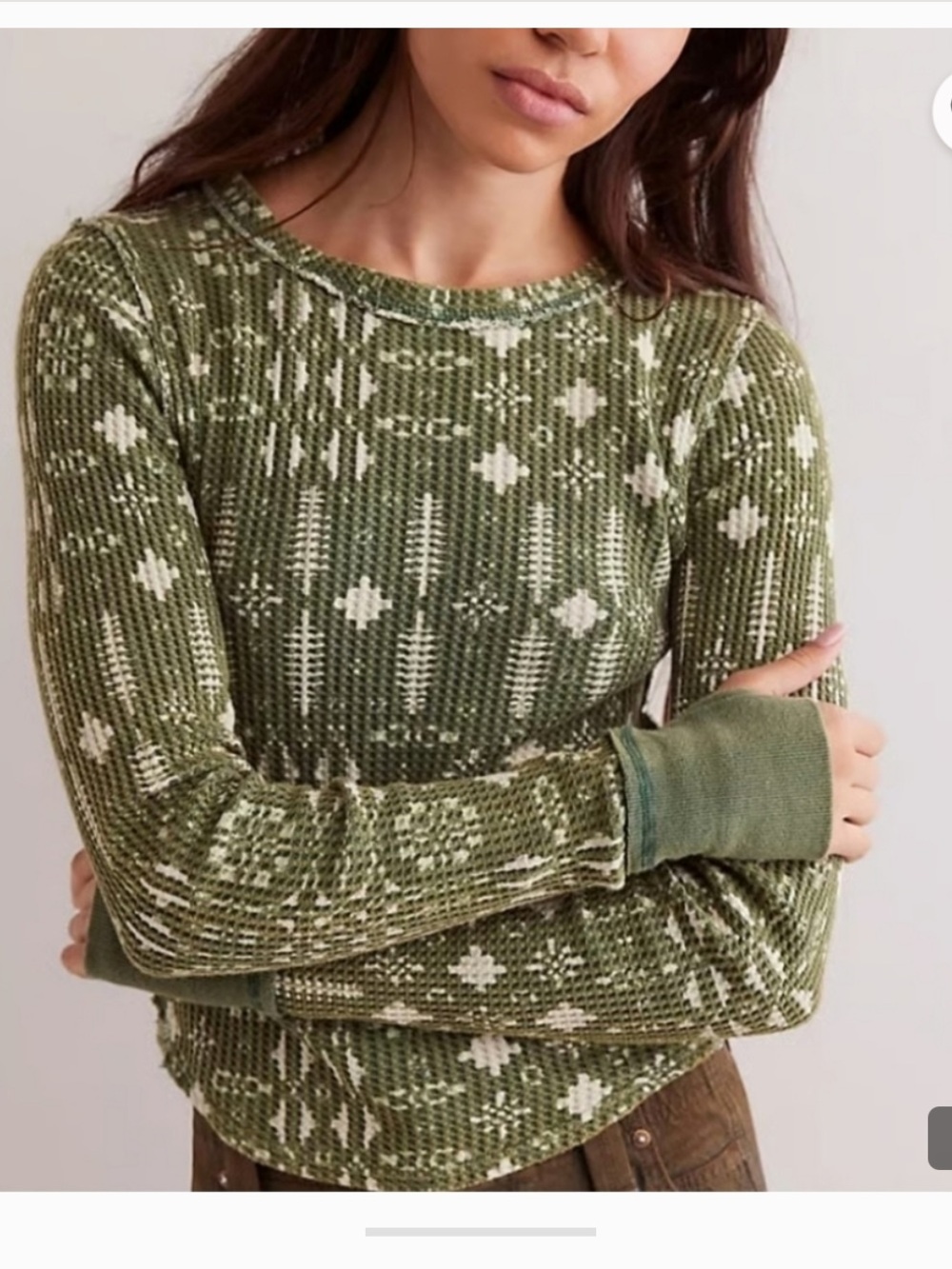 We the free Pretty Little Thermal Bella Mia long sleeve shirt Size Small